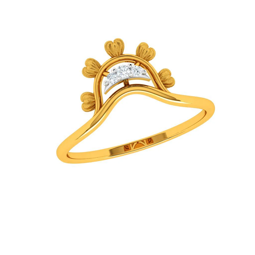 Stone Studded Fashionable Designed 18KT Women's Gold Ring - Image 3