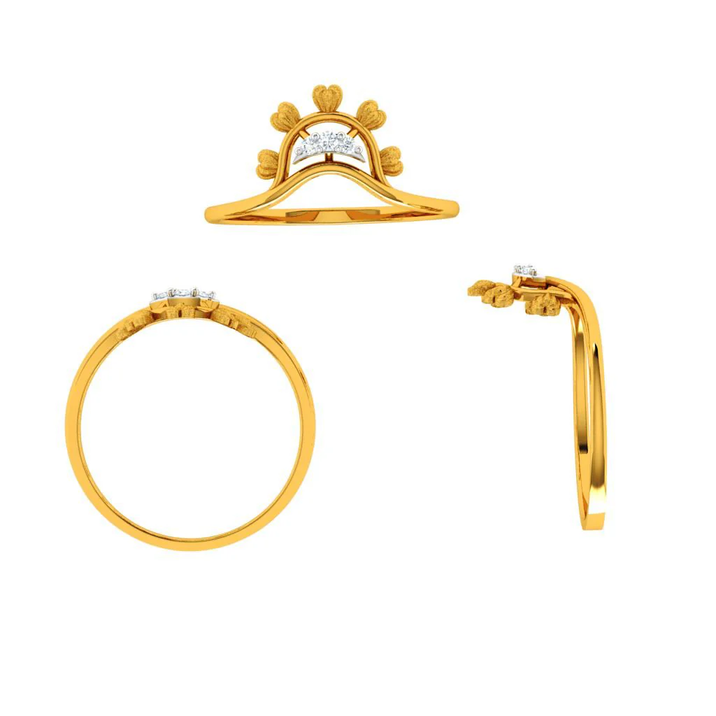 Stone Studded Fashionable Designed 18KT Women's Gold Ring - Image 5