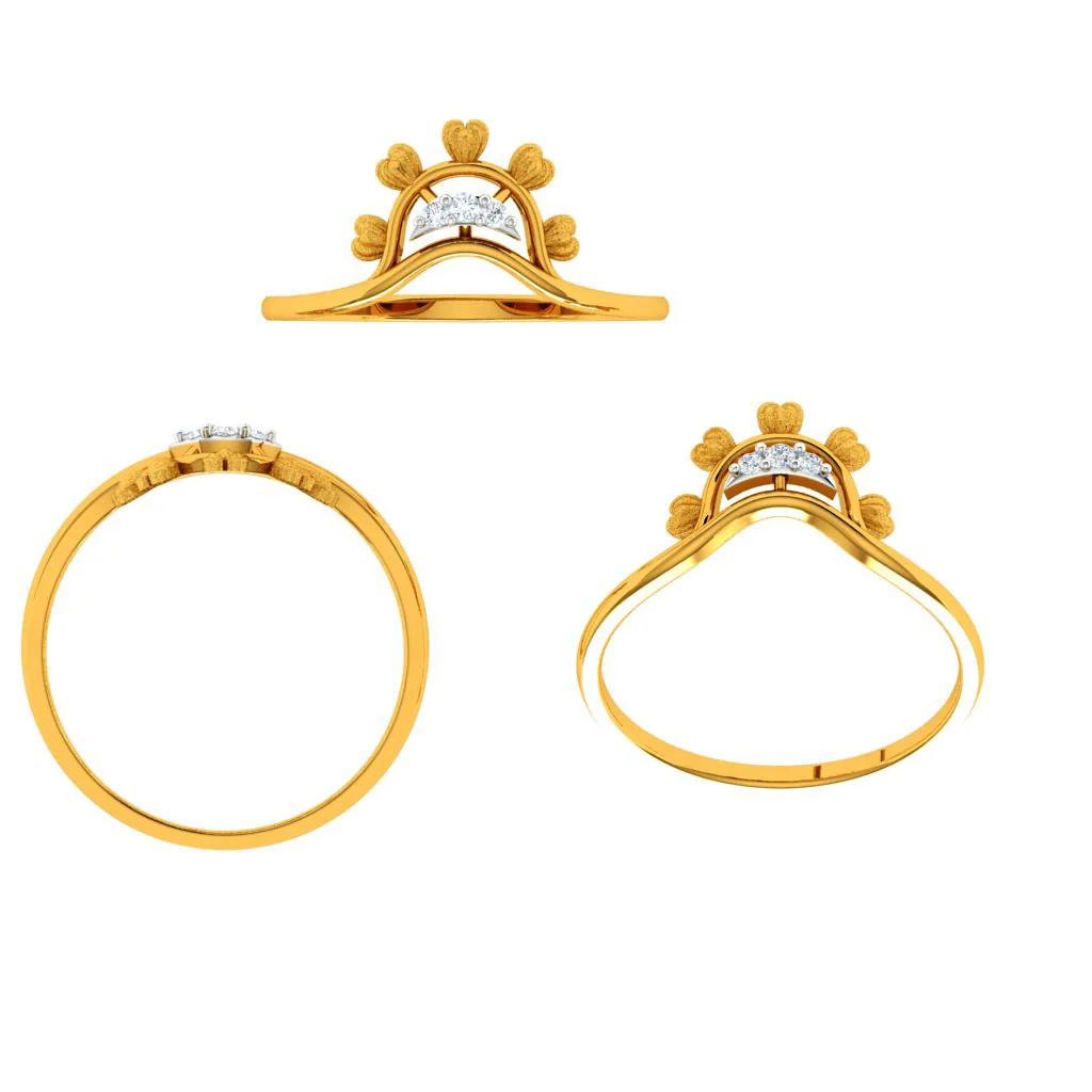 Stone Studded Fashionable Designed 18KT Women's Gold Ring - Image 6