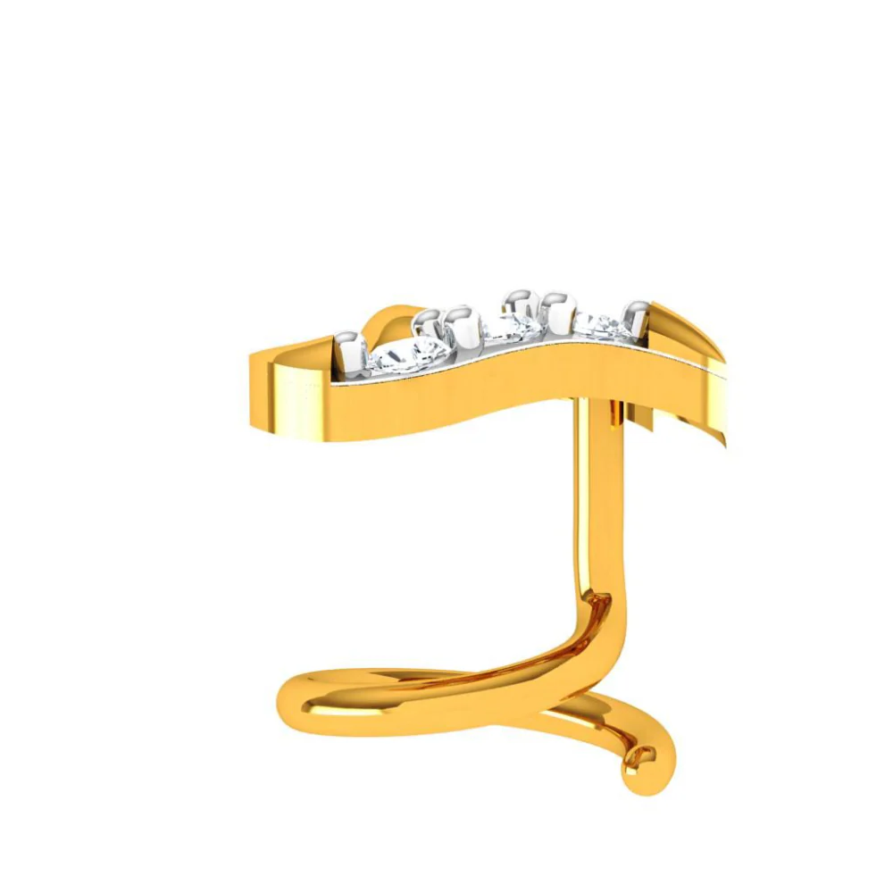 Stone Studded & Intricately Designed Gold Nose Pin Design - Image 2