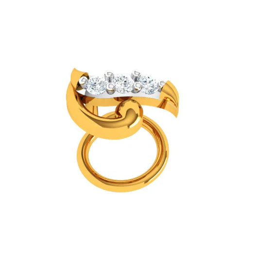 Stone Studded & Intricately Designed Gold Nose Pin Design - Image 4