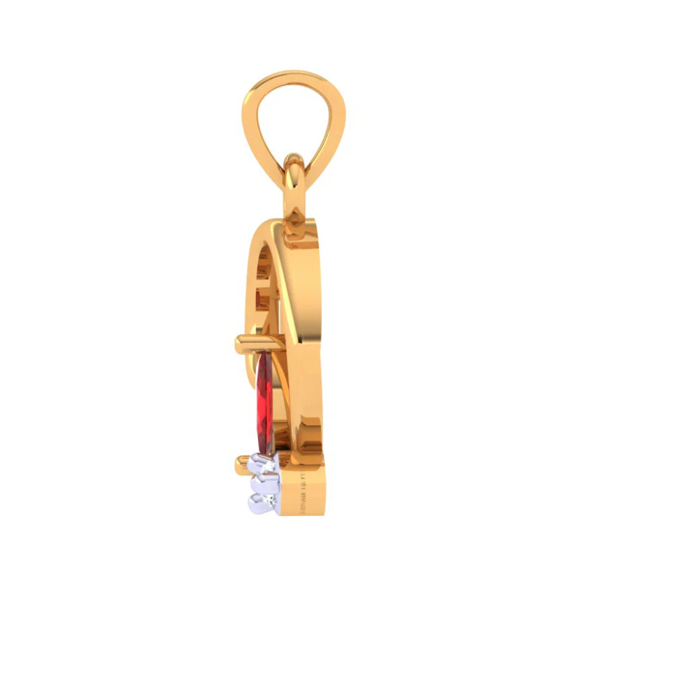 Stone Studded Modern Designer Gold Pendant - Image 3
