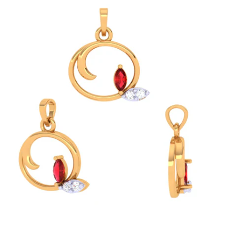 Stone Studded Modern Designer Gold Pendant - Image 4