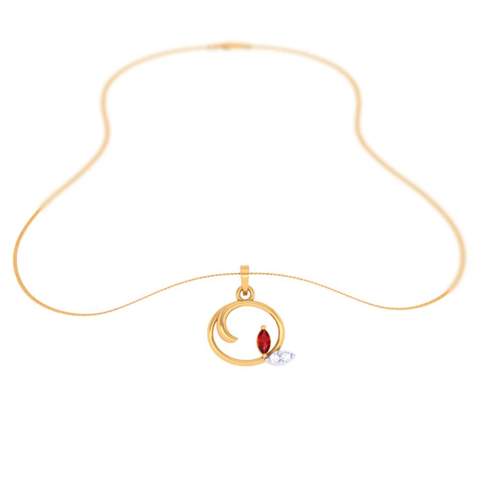 Stone Studded Modern Designer Gold Pendant - Image 7