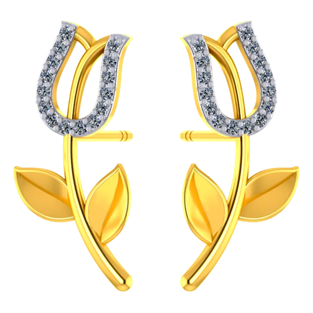 Studded 22k Gold Tulip With Leaves - Image 2