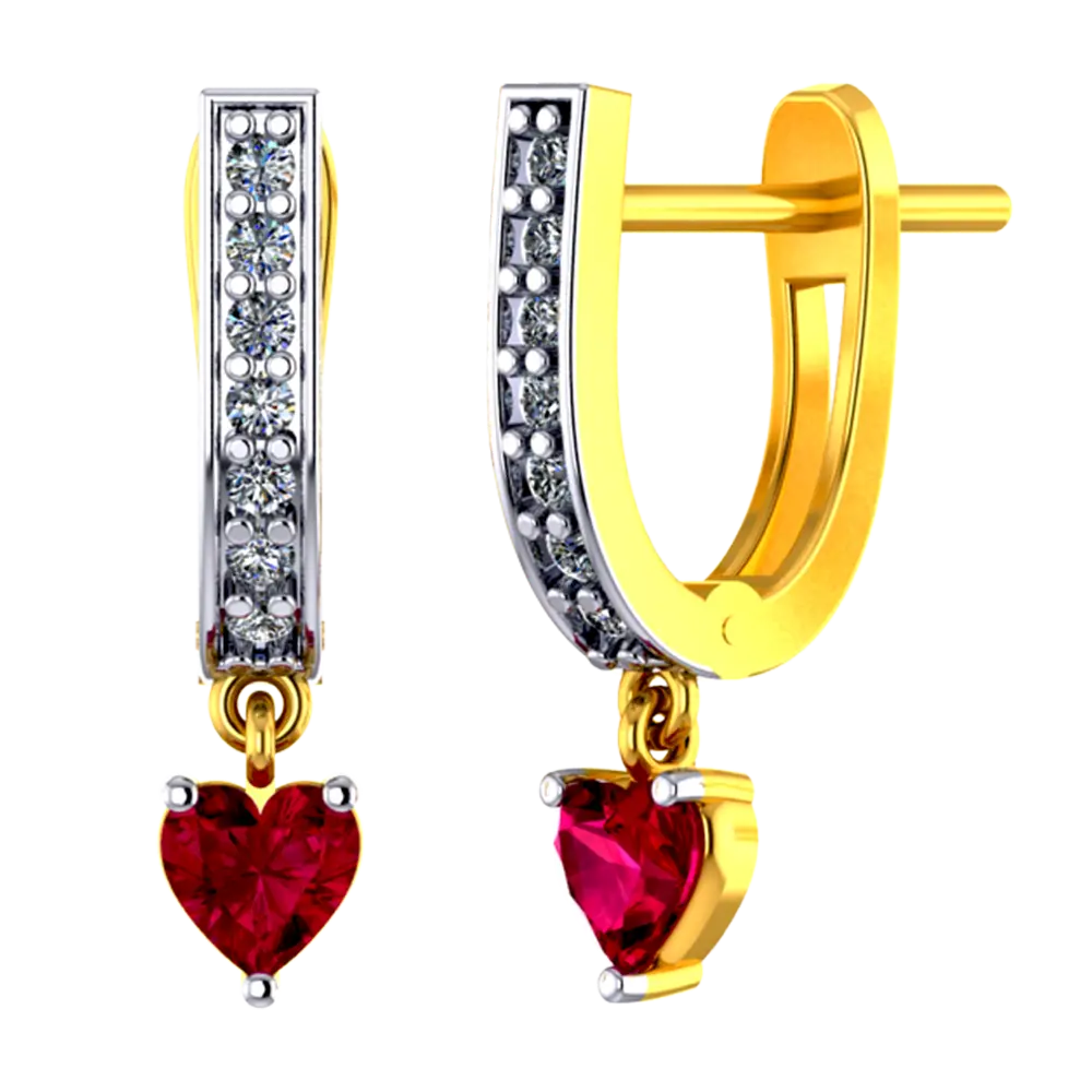 Studded U-shaped 22k Gold Ring With A Mini Heart Pendant - Image 3
