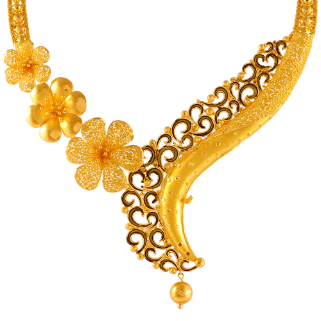 Stunning 22k Gold Necklace Crafted With Floral Details - Image 3