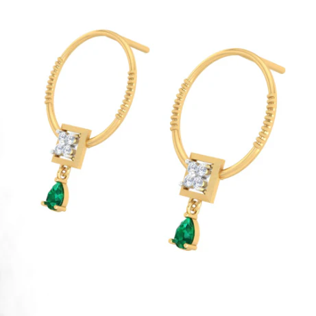 Stunning Diamond Earrings With Green Stones - Image 7