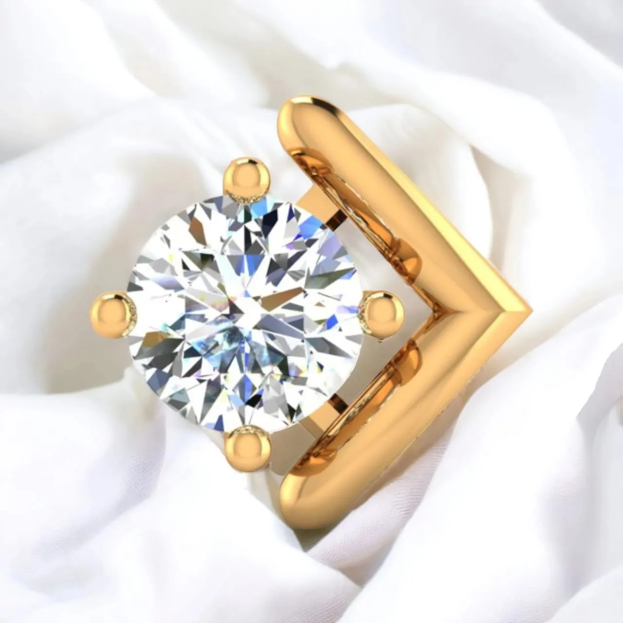 Stylish EterKnight 18KT Gold & Certified Natural Diamond Bold Contemporary Design Stud Earring for Men's (Single Piece)