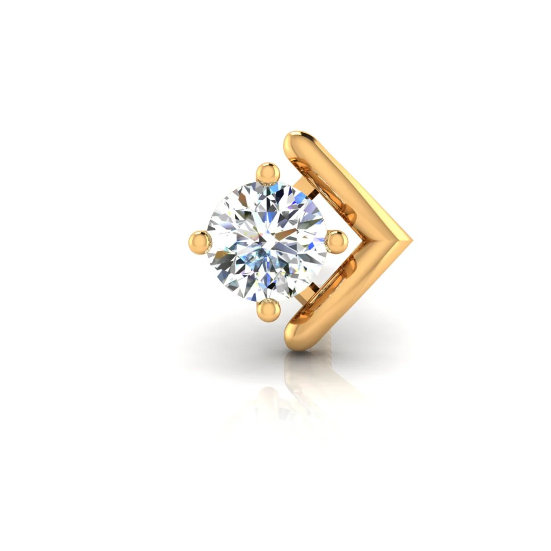 Stylish EterKnight 18KT Gold & Certified Natural Diamond Bold Contemporary Design Stud Earring for Men's (Single Piece) - Image 5