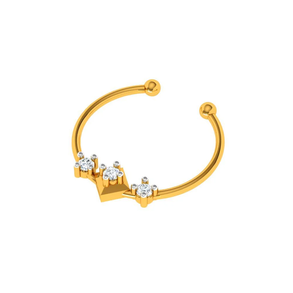 Stylish Yellow 22k Gold Nose Nath - Image 3