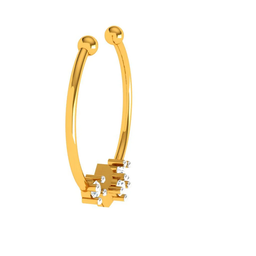Stylish Yellow 22k Gold Nose Nath - Image 6