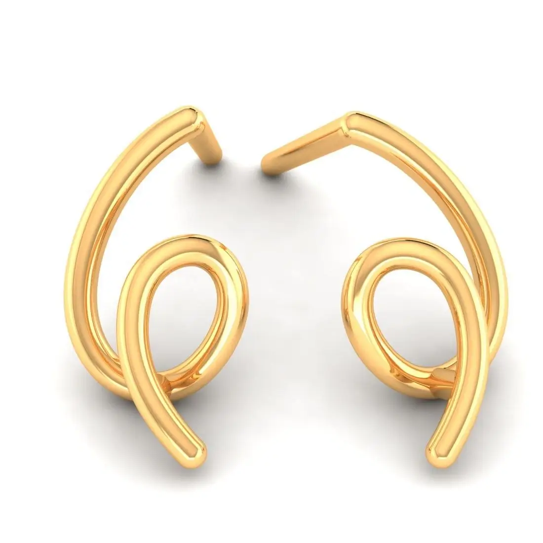 Swirlora 14KT (585) Yellow Gold Stud Earrings - Image 2