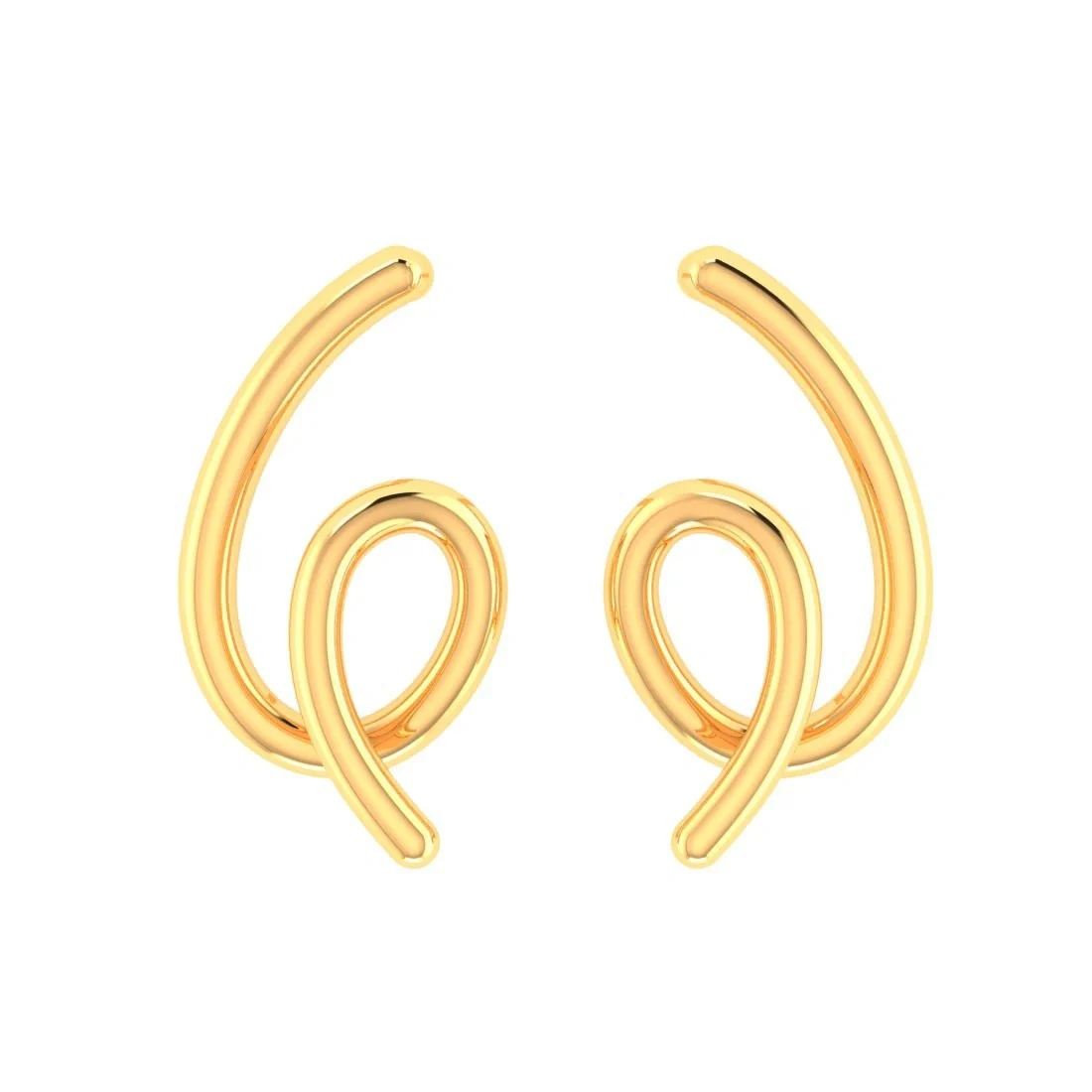 Swirlora 14KT (585) Yellow Gold Stud Earrings - Image 3