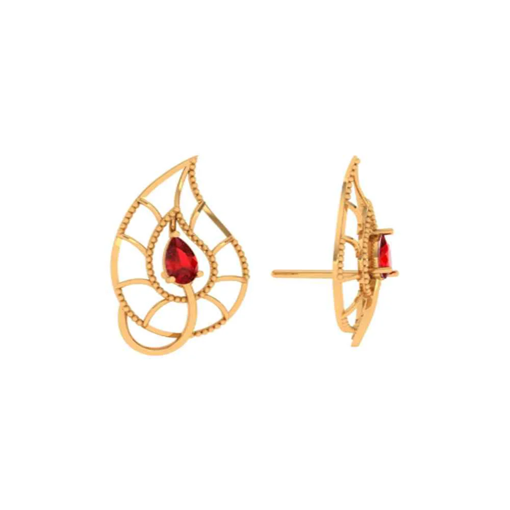 Tear-drop Floral Design Earrings - Image 4