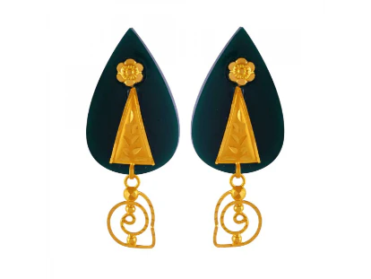 Tear Drop Shape Pola Earrings Adorned With 22k Gold