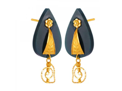 Tear Drop Shape Pola Earrings Adorned With 22k Gold - Image 3