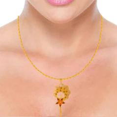 Traditional 22k Gold Pendant With Floral Meenakari Work - Image 3
