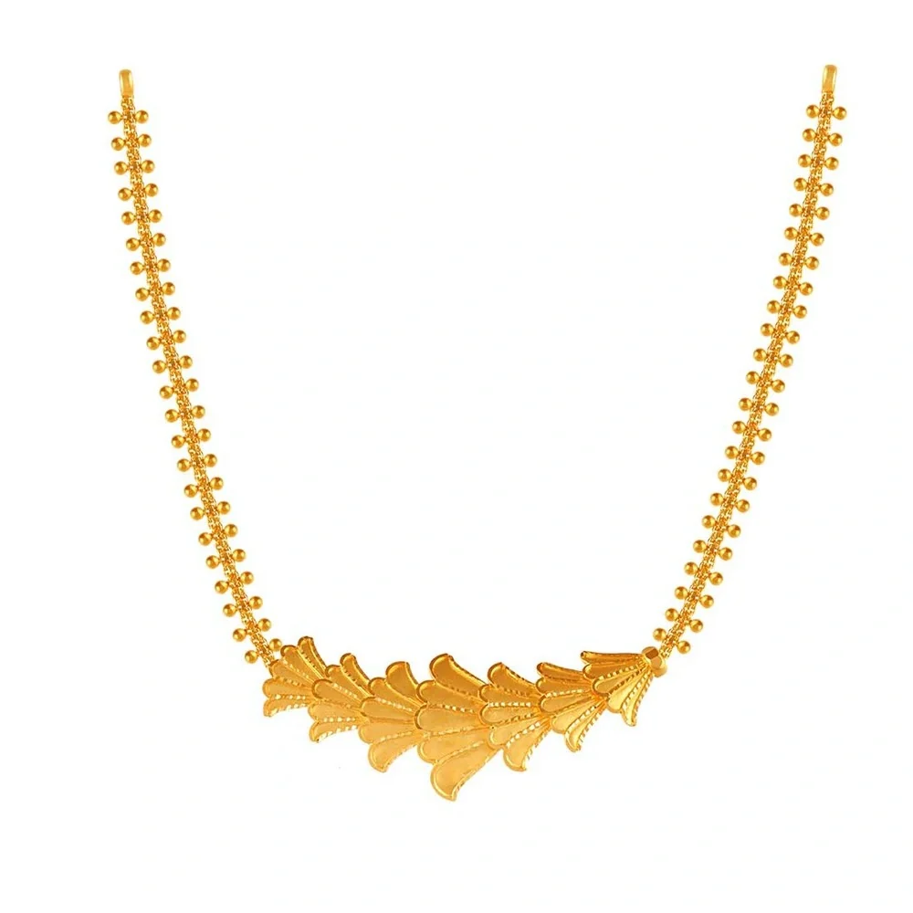 Traditional Design 22k Gold Necklace And Earrings Jewellery Set - Image 2