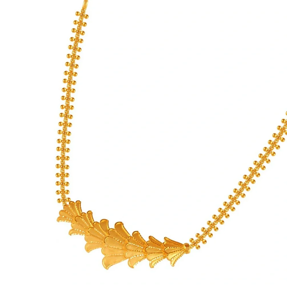 Traditional Design 22k Gold Necklace And Earrings Jewellery Set - Image 3