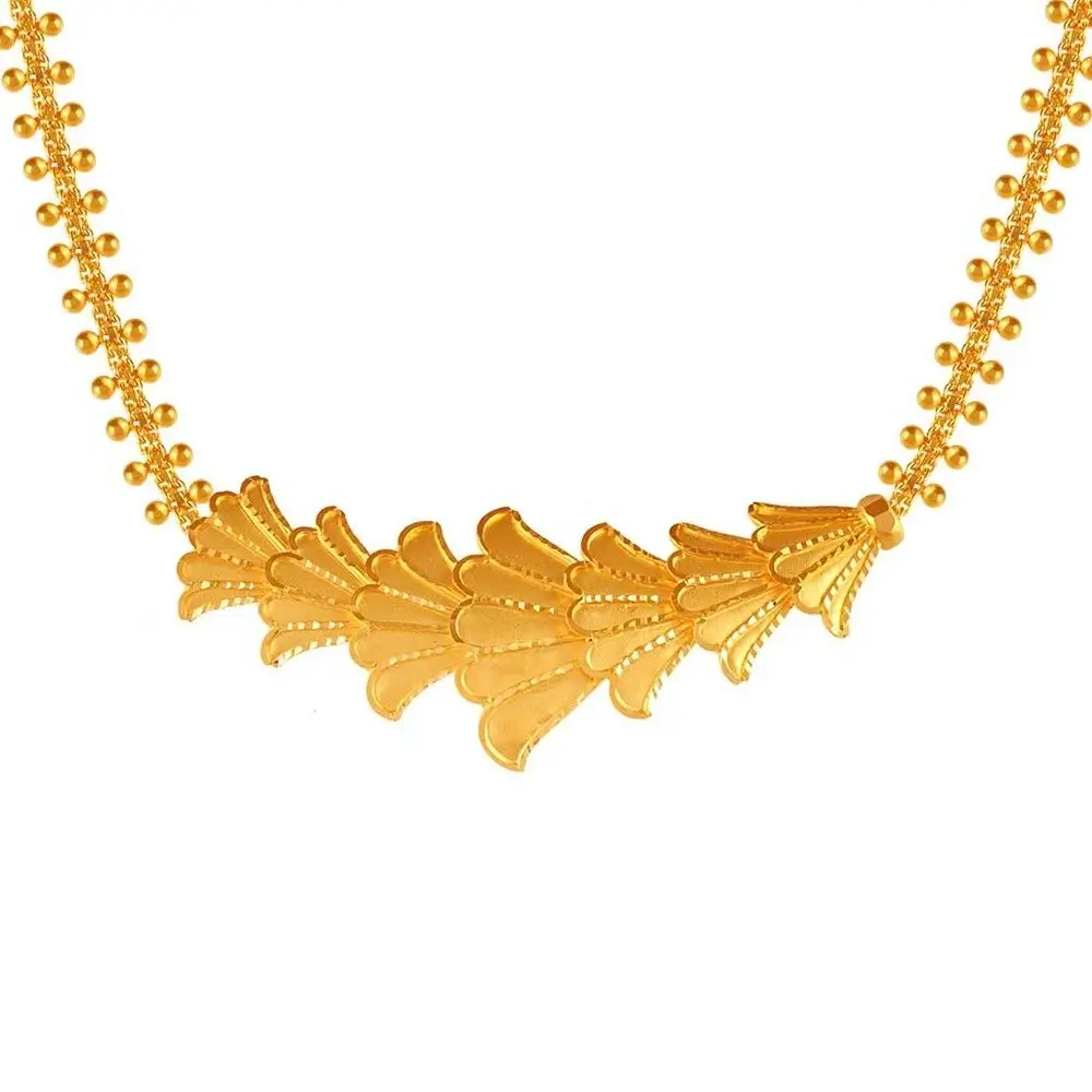 Traditional Design 22k Gold Necklace And Earrings Jewellery Set - Image 4