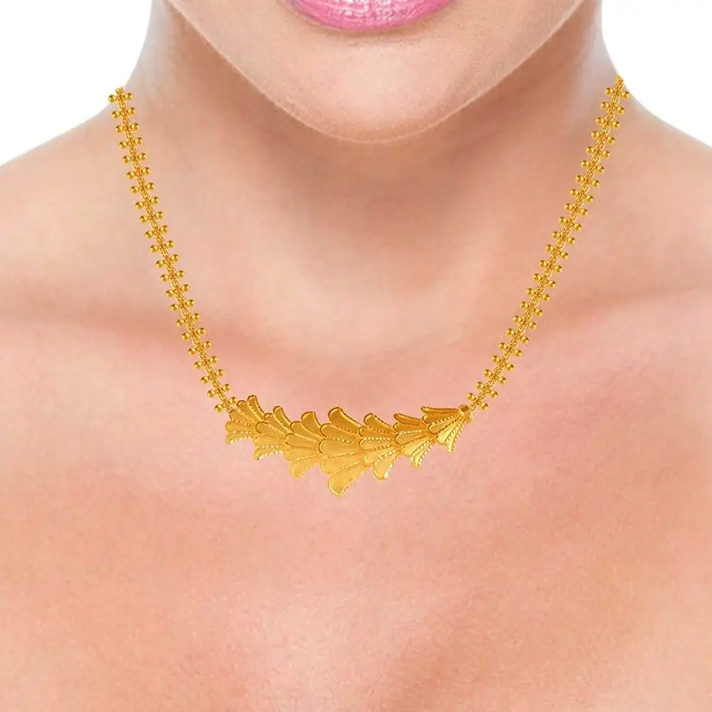 Traditional Design 22k Gold Necklace And Earrings Jewellery Set - Image 6