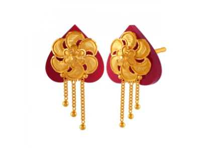 Traditional Pola Jewellery Set Embellished With 22k Flower Shape Gold - Image 7
