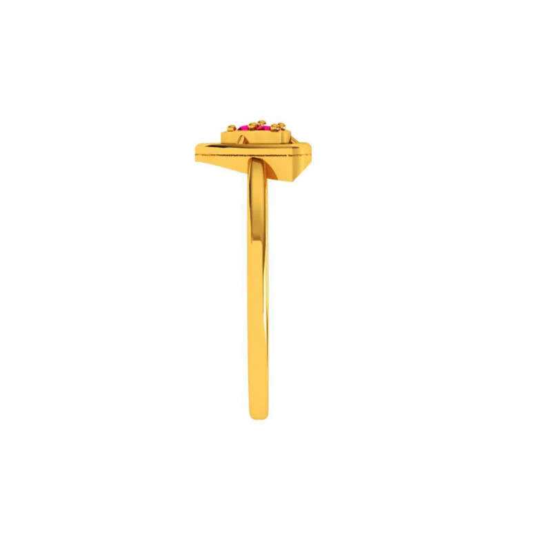 Triangle Frame Stone Studded Flawless Designed Modern 22KT Gold Ring - Image 4