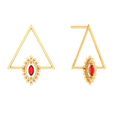 Triangle Themed Stunning Gold Earring - Image 2