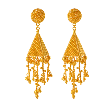 Triangular 22k Gold Drop Earrings For New Brides