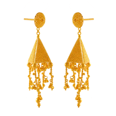 Triangular 22k Gold Drop Earrings For New Brides - Image 2