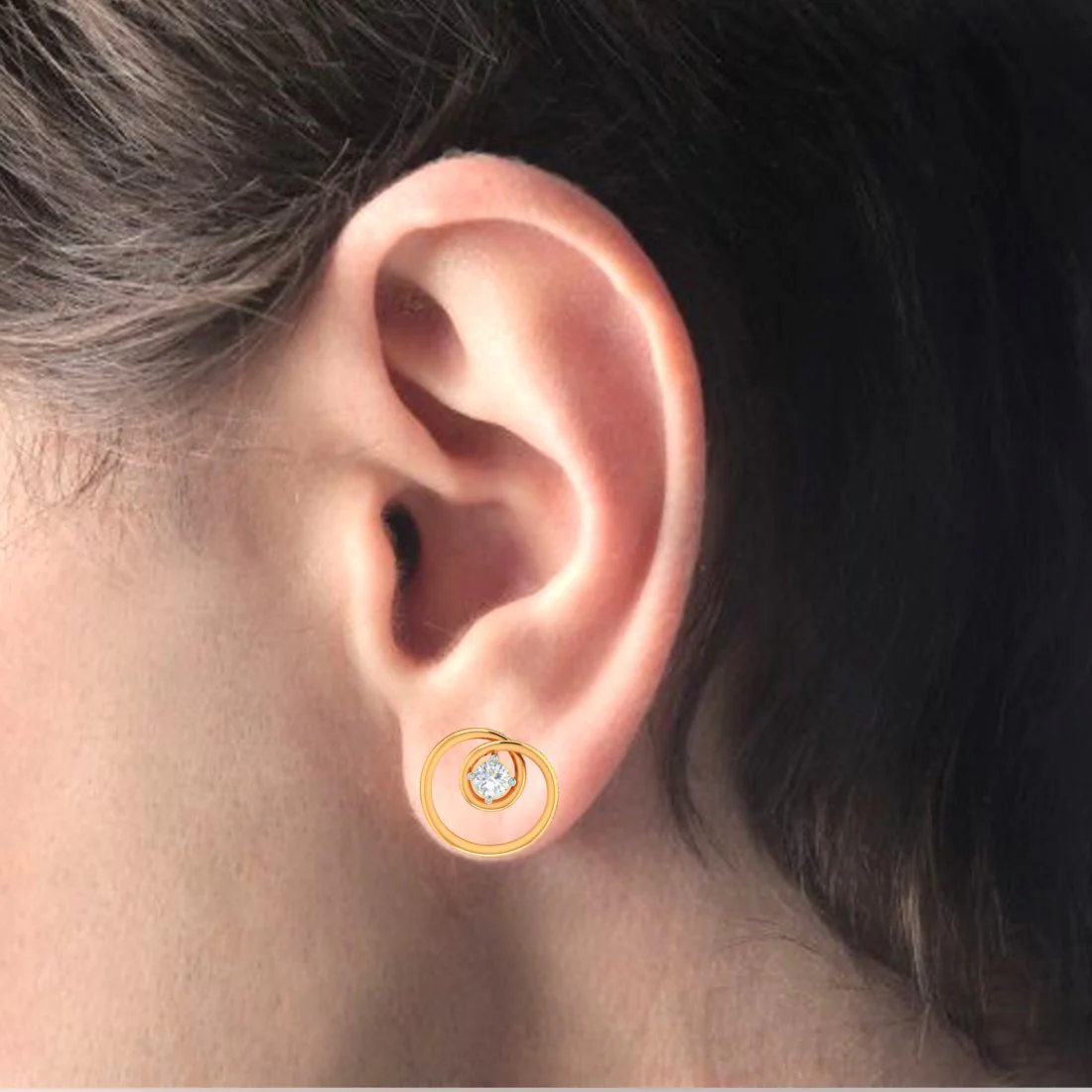 Twirled Designed Diamond And 18k Gold Earrings - Image 4