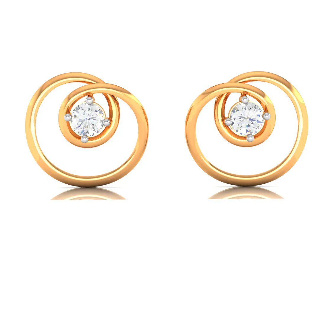 Twirled Designed Diamond And 18k Gold Earrings - Image 6