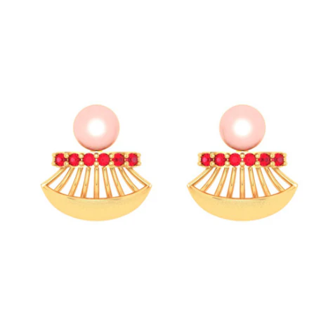 Unique 18k Gold Earrings With Red Stone From Pc Chandra Online Exclusive Collection