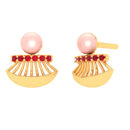 Unique 18k Gold Earrings With Red Stone From Pc Chandra Online Exclusive Collection - Image 2