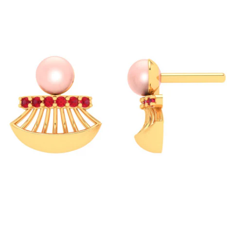 Unique 18k Gold Earrings With Red Stone From Pc Chandra Online Exclusive Collection - Image 3