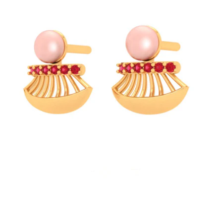 Unique 18k Gold Earrings With Red Stone From Pc Chandra Online Exclusive Collection - Image 6