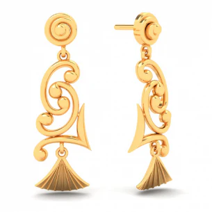 Unique Design 22k Hanging Gold Earrings From Mugdhaa Collection - Image 2
