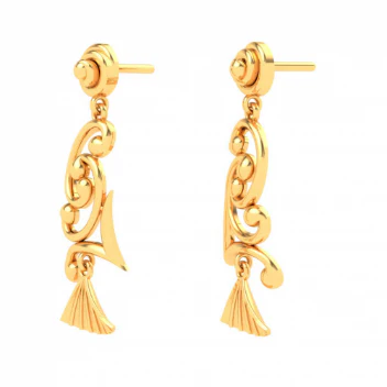 Unique Design 22k Hanging Gold Earrings From Mugdhaa Collection - Image 5