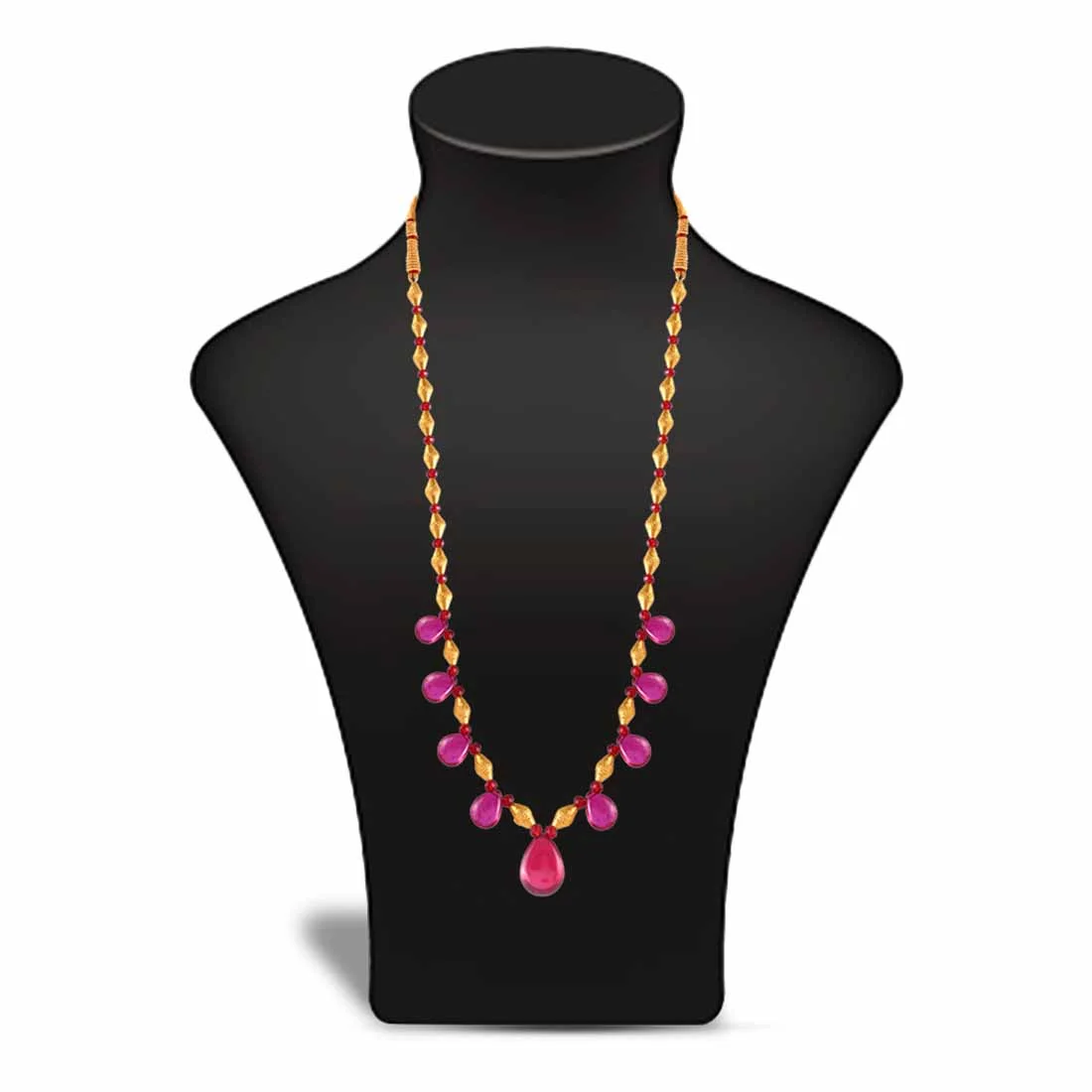 Unique Designer 22k Gold Necklace With Pink Accents From Pc Chandra Tushi Collection - Image 3