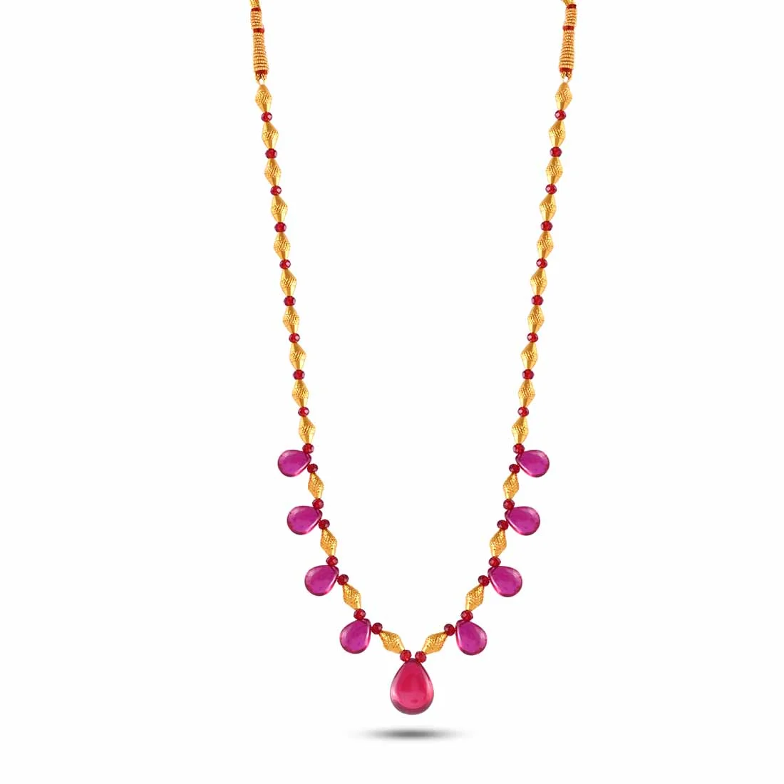Unique Designer 22k Gold Necklace With Pink Accents From Pc Chandra Tushi Collection - Image 4