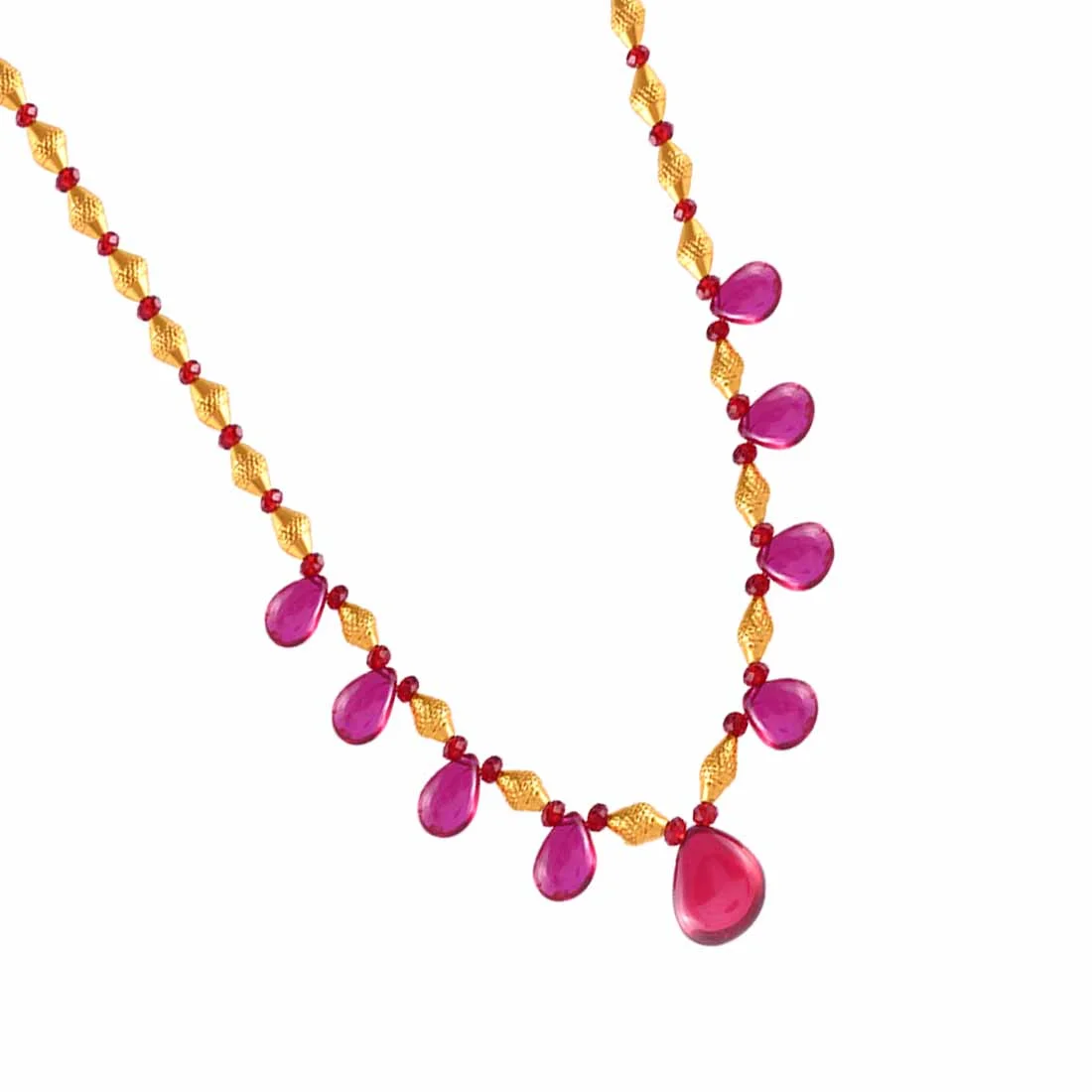Unique Designer 22k Gold Necklace With Pink Accents From Pc Chandra Tushi Collection - Image 5