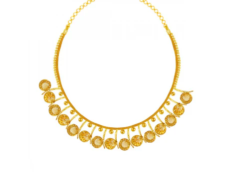 Unique Fan Motif 22k Gold Designer Jewellery Set For Women - Image 2