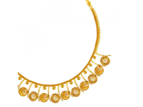 Unique Fan Motif 22k Gold Designer Jewellery Set For Women - Image 4