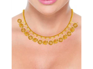 Unique Fan Motif 22k Gold Designer Jewellery Set For Women - Image 5