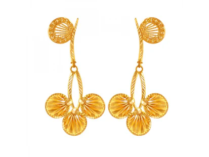 Unique Fan Motif 22k Gold Designer Jewellery Set For Women - Image 6