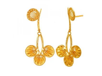 Unique Fan Motif 22k Gold Designer Jewellery Set For Women - Image 7