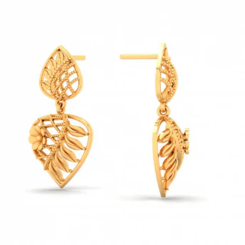 Unique Floral And Leaves Shape 22k Hanging Gold Earring From Mugdhaa Collection - Image 5
