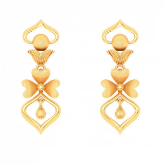 Unique Floral Shape 22k Hanging Gold Earring From Goldlites Collection