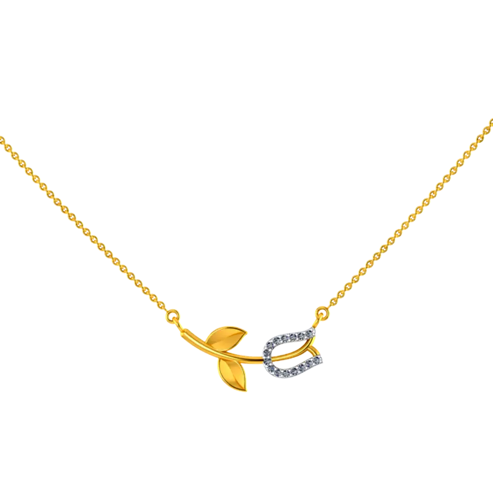 Unique Gold Pendant With A Flower Bud And Leafy Design - Image 2